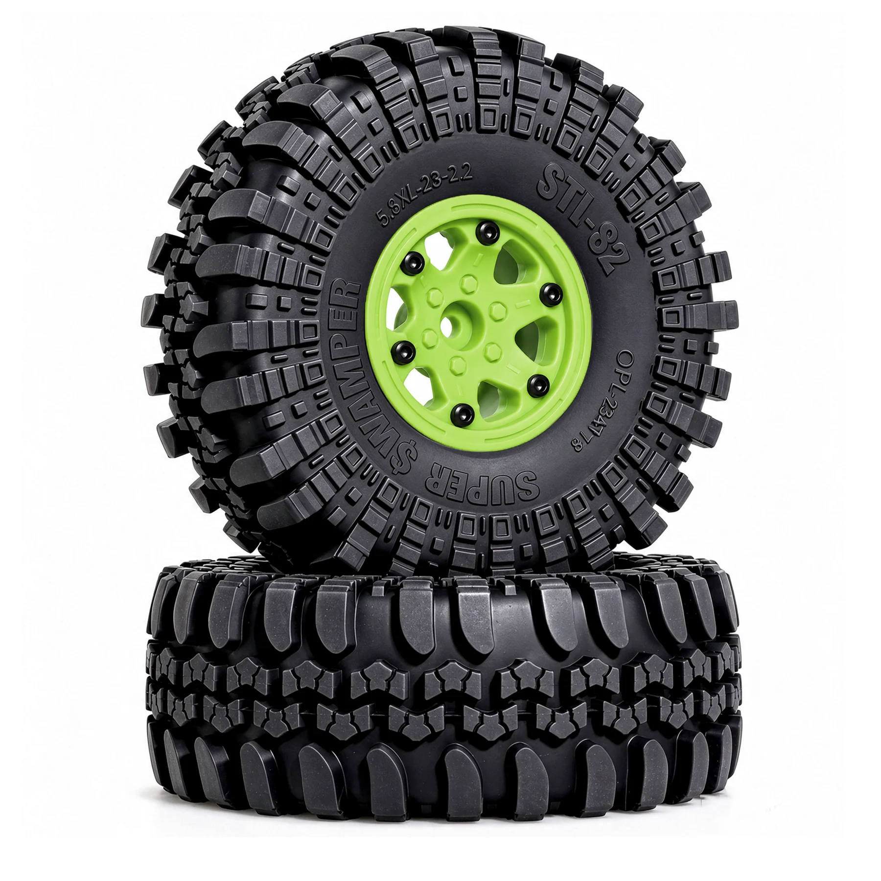 RED SPIDER 4Pcs 2.2 Inch RC Mud Tyres, Deep Tread Rubber Tires + Nylon Plastic Hubs Fit 1:10 Axial Wraith RR10 Traxxas TRX6