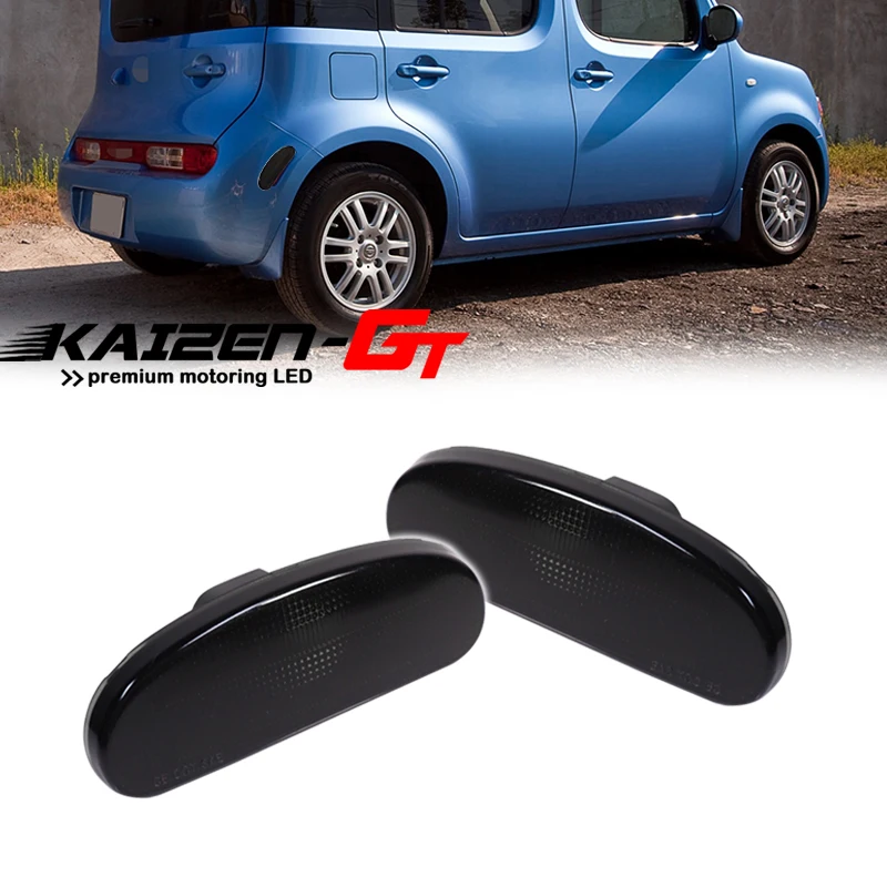 2PCS Smoked Lens Car Rear Bumper Side Marker Light Cover Housings For 2009-2014 NISSAN CUBE Fender Flare Light, No Bulb/Socket