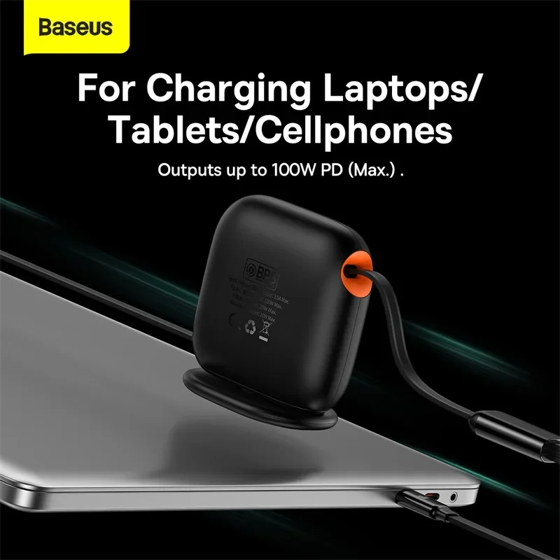 Baseus Traction Series Retractable 3-in-1 Fast Charging Cable Desktop Organizer Type-C to M+L+C 100W