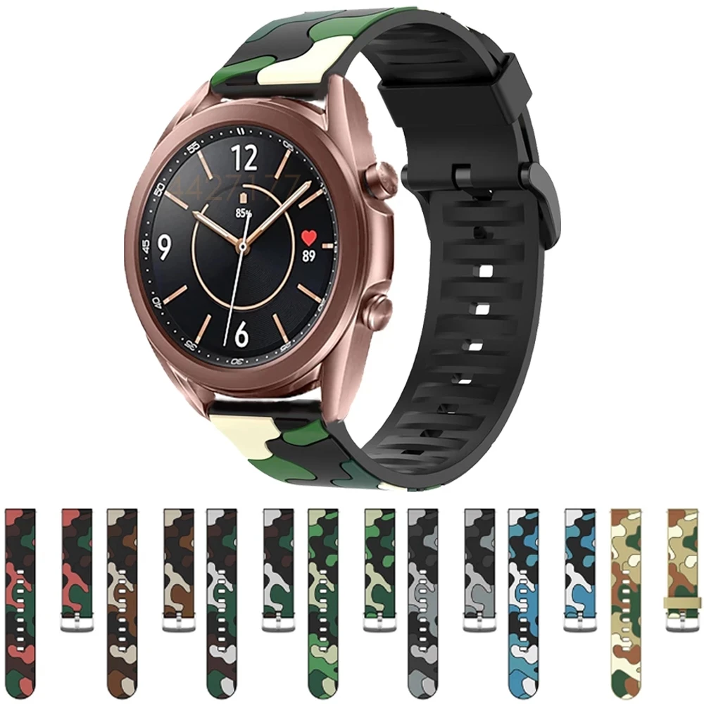 حزام سيليكون التمويه لساعة هواوي ، 20 مللي متر ، 22 مللي متر ، 41 مللي متر ، 45 مللي متر ، سامسونج غالاكسي ساعة 3 ، GT 3 ، 2 ، 42 مللي متر ، 46 مللي متر