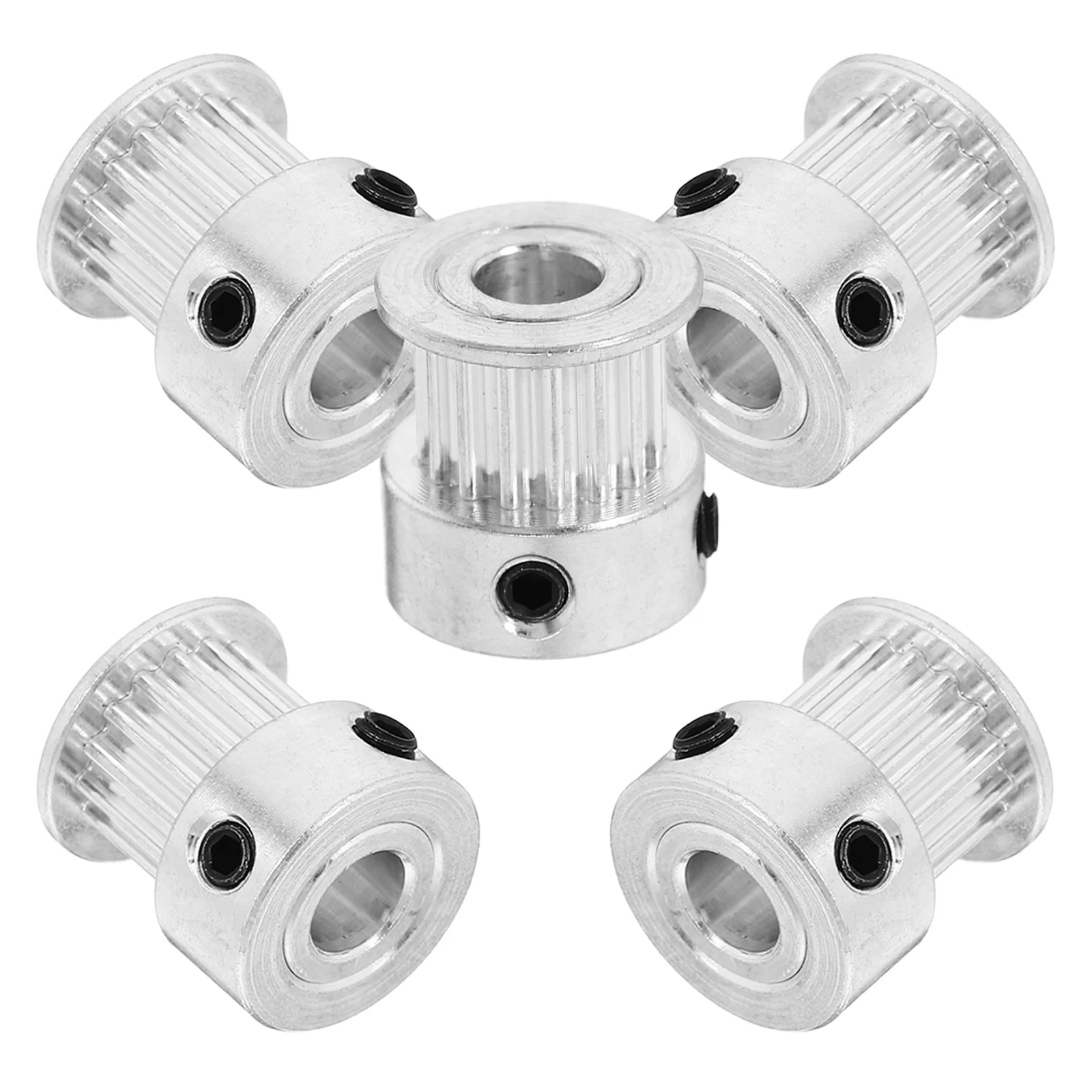 5pcs 3D Printing Belt Pulley Kit 6Mm Width Gt2 Aluminum Timing Pulley 5Mm Bore 14Mm Height For 3D Printer Parts Diy Projects