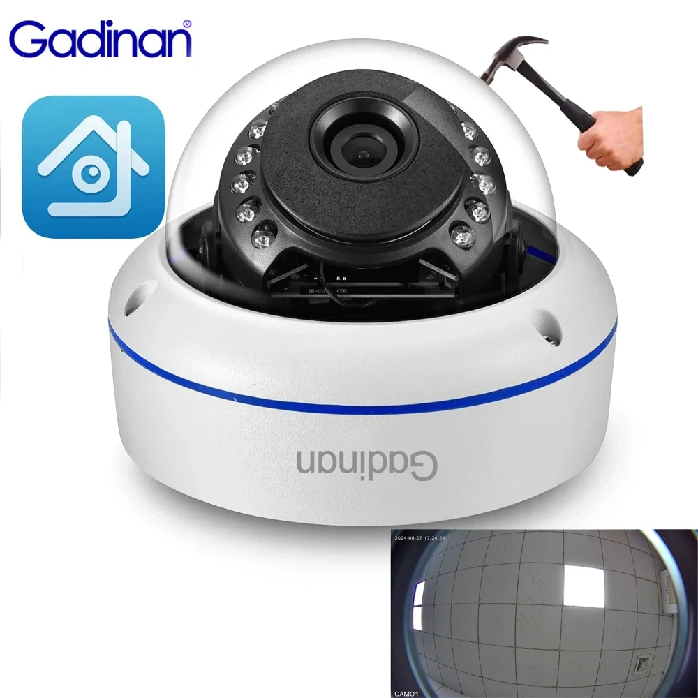 

Gadinan 8MP 4K IP-камера безопасности POE IP H.265 1,7 мм объектив «рыбий глаз» 150 градусов Xmeye APP Dome CCTV Security IR Night Vision Onvif