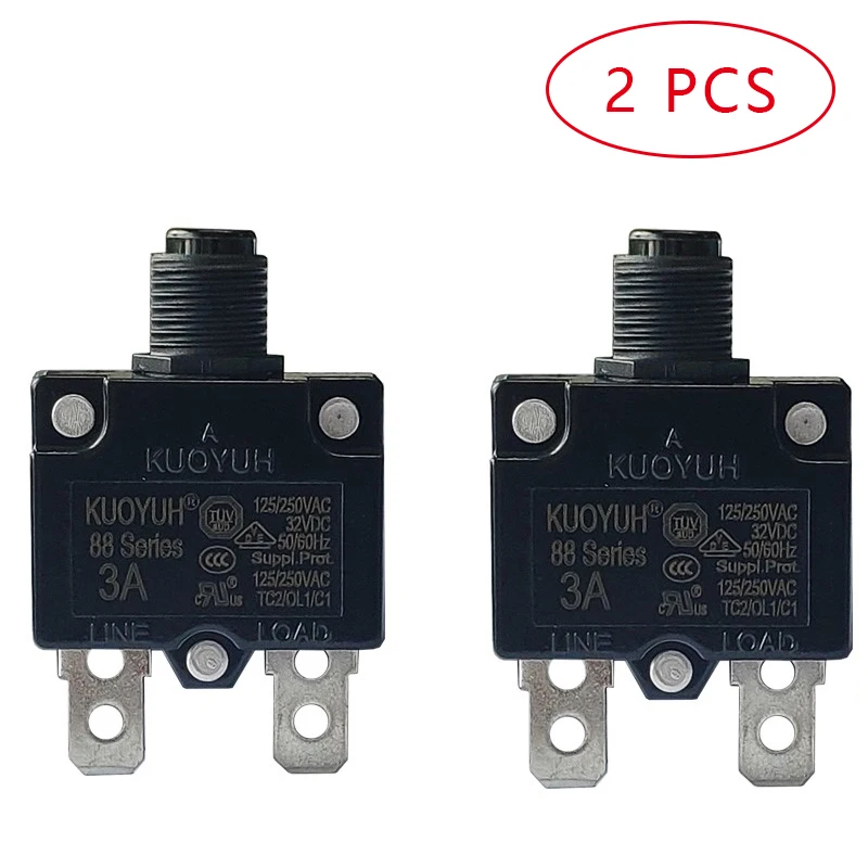 2 PCS A Sets Kuoyuh 88 Series Plastic Nut Resettable Thermal Motor Protection Circuit Breaker