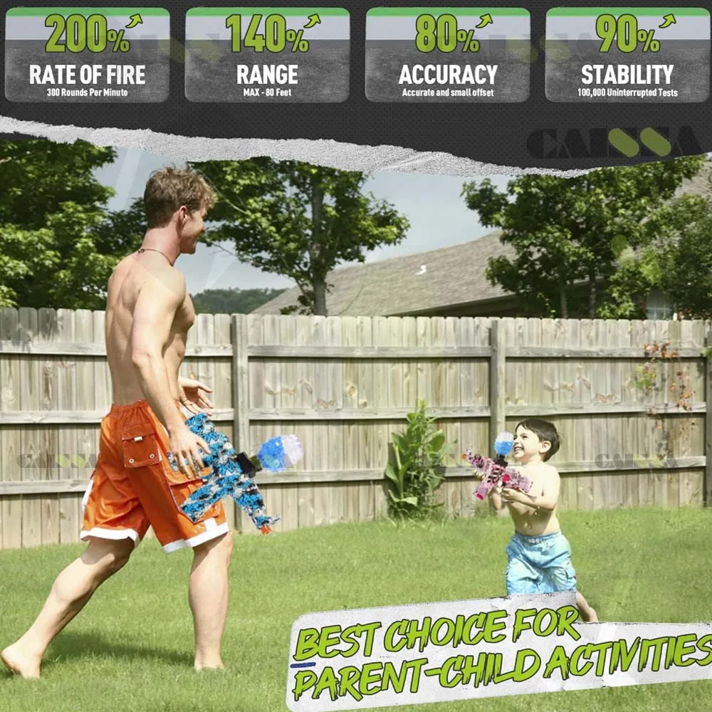 Pistola elétrica de respingos, bola de gel, pistola blaster para meninos e meninas, presente de aniversário
