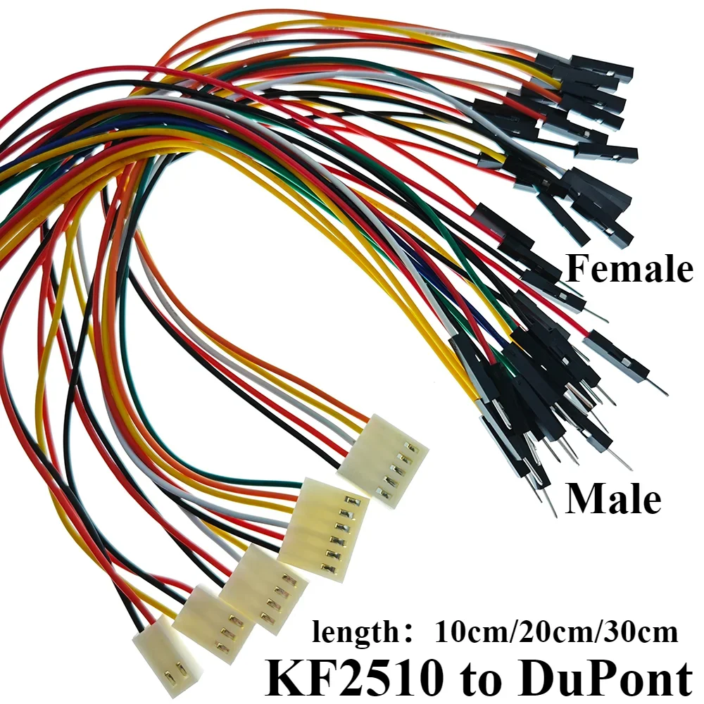 10pcs Kf2510 To 2. 54mm-1p Male/female Cable Connection/terminal Wire Long 20cm Wire Rehearsal Line 2-6pin