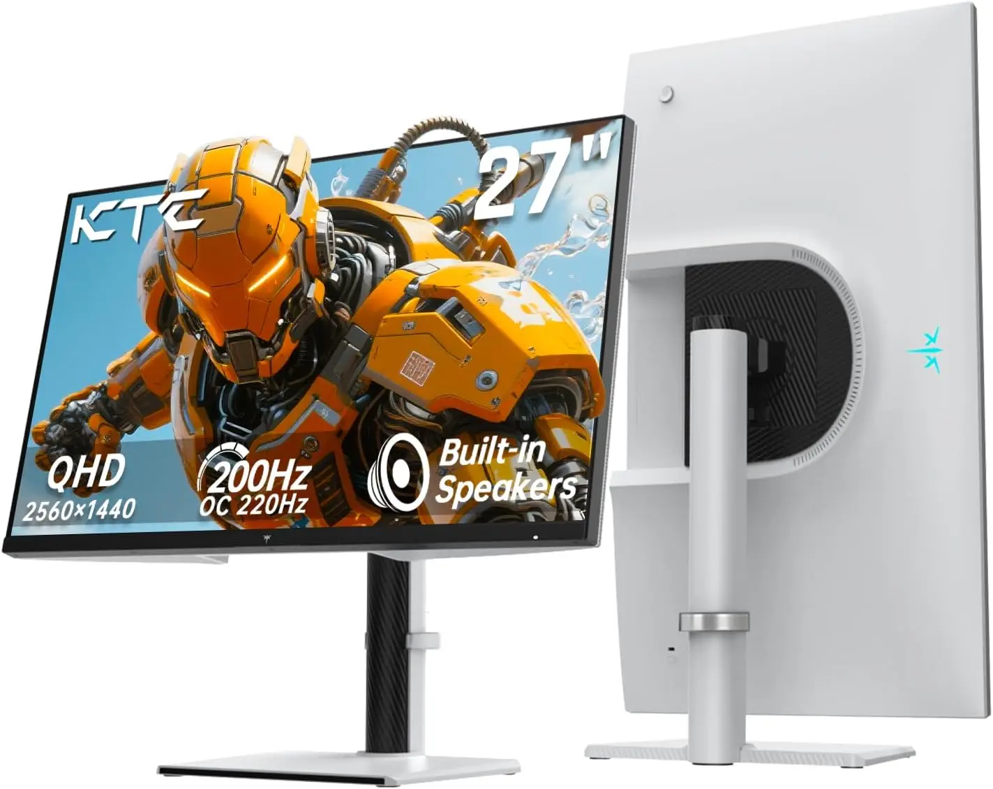 27 Inch 1440P Gaming Monitor 200Hz, Fast IPS 1ms, Adaptive Sync, Height Adjustable, White
