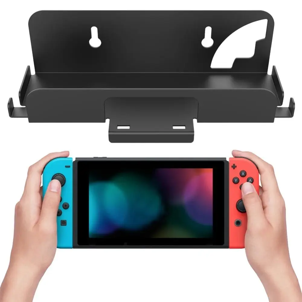 

Iron Host Stand ABS Wall Mount with Controller Hook Stand Holder Handle Storage Rack for Switch/Switch OLED Game Console
