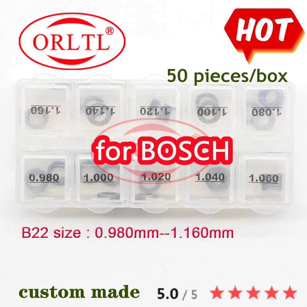 

50PCS /BOX Adjust Shim B22 Common Rail Adjustment Shim, injector Lift Shim Set and Cri Injectors Washer Size: 0.98mm--1.16mm