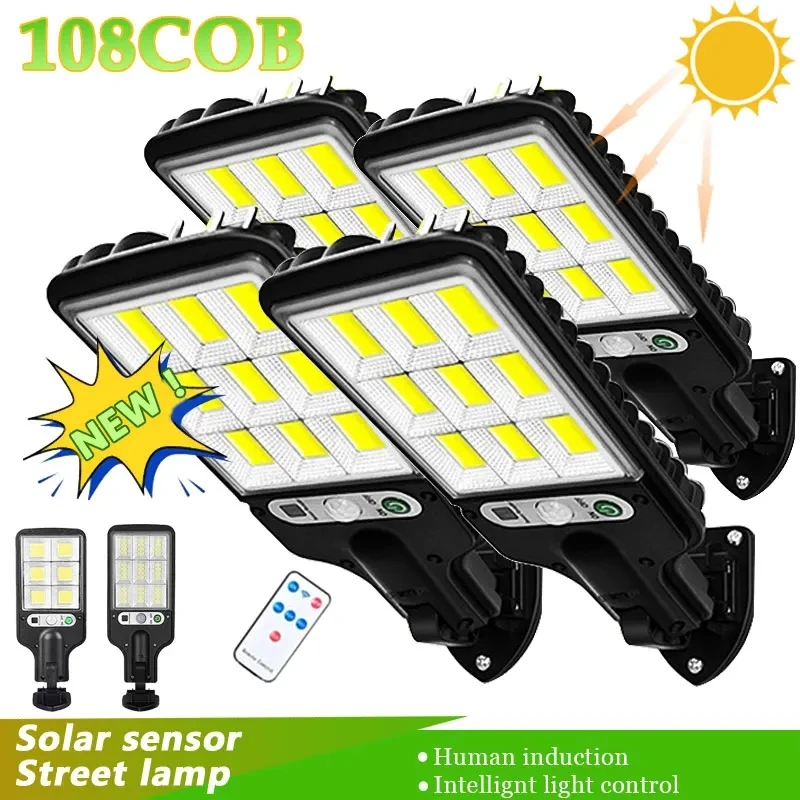 72/108 Solar Street Lamp Cob Smd Solar Lights Outdoor Motion Detector Light 1~8Pack Solar Powered Lantern With 3 Lighting Mode