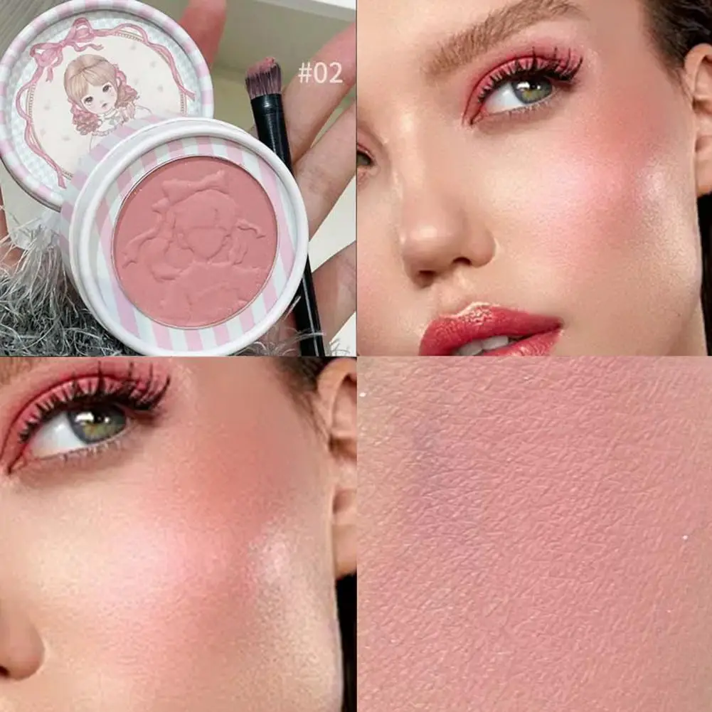 Colorete en relieve de alta pigmento para mujer, paleta de colorete en polvo prensado para mujer, maquillaje facial Natural de larga duración, mate, amigable con el viaje