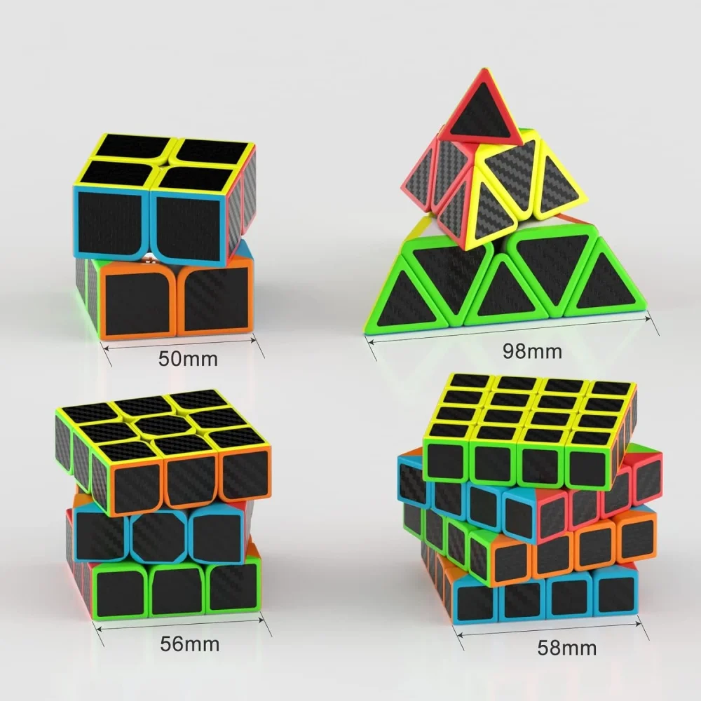 Qiyi Magic Cube Pyramid 2 x2 3 x3 4 x4 3 x3 in fibra di carbonio Sticker Cube Puzzle educativo cubo per bambini IQ Toys sono per tutti