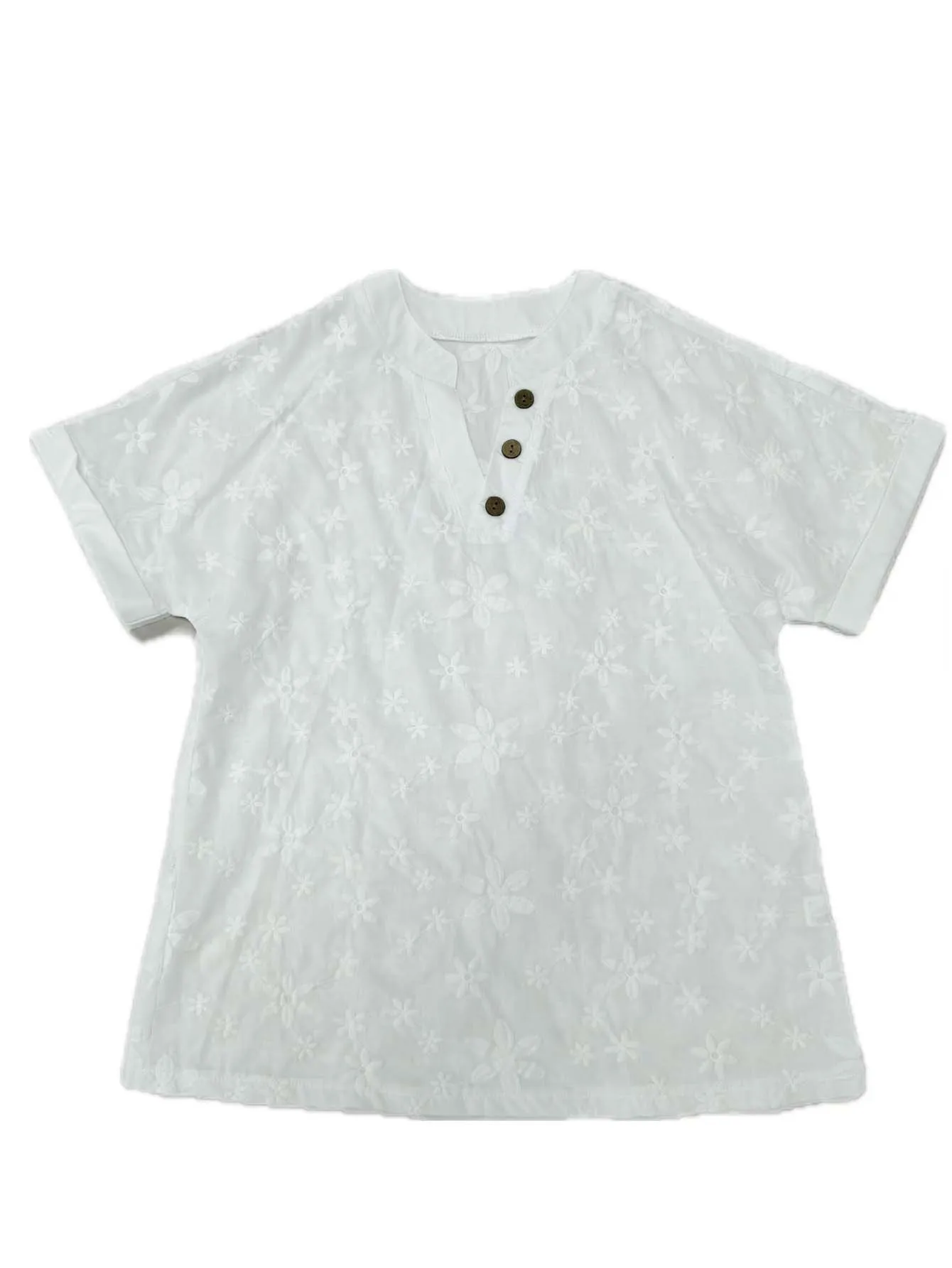 Summer simple casual solid color V-neck short sleeved shirt for women