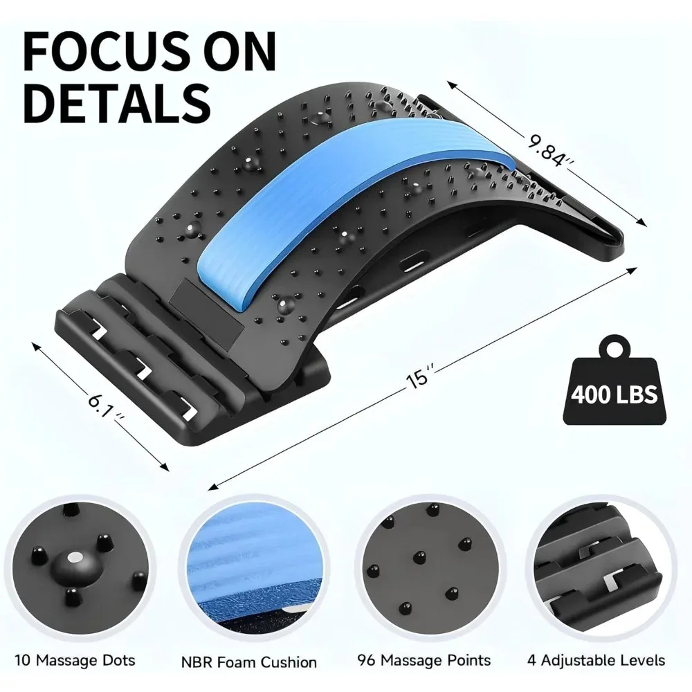 Arch Support Trainer Lumbar Spine Relaxer Waist Stretcher Back Massager Posture Corrector for Home Gym Office Sitting Relief - view 6