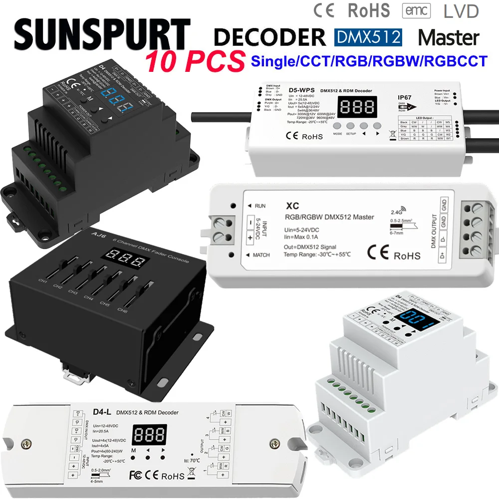10DC12-48V Skydance DMX Decoder Numeric RGBW/Single Color/RGB Led Panel Din Rail/Multiple Dimmer Decoder D4 D4-L D4-E D4-P D4-XE