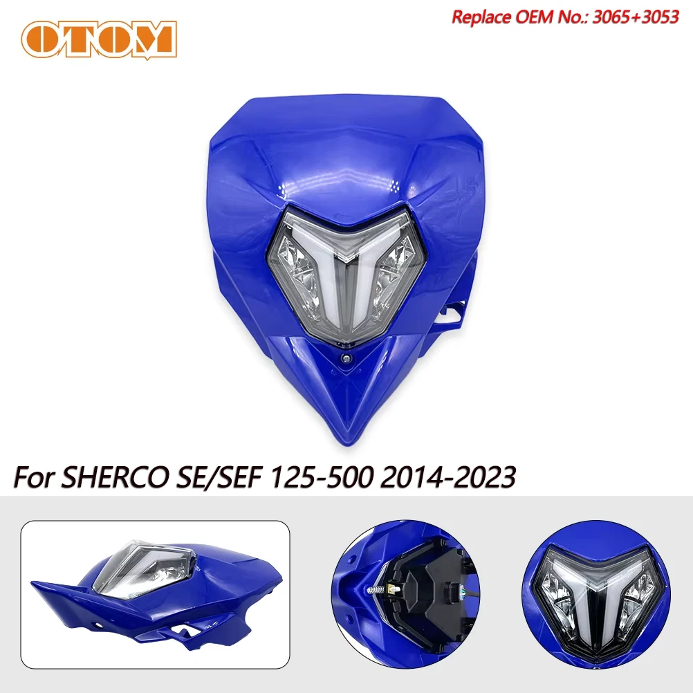 OTOM Motocross Enduro LED Headlight E24 Emark Head Lamp Running Light High Low Beam For SHERCO SE SEF 125 250 300 450 500 14-23