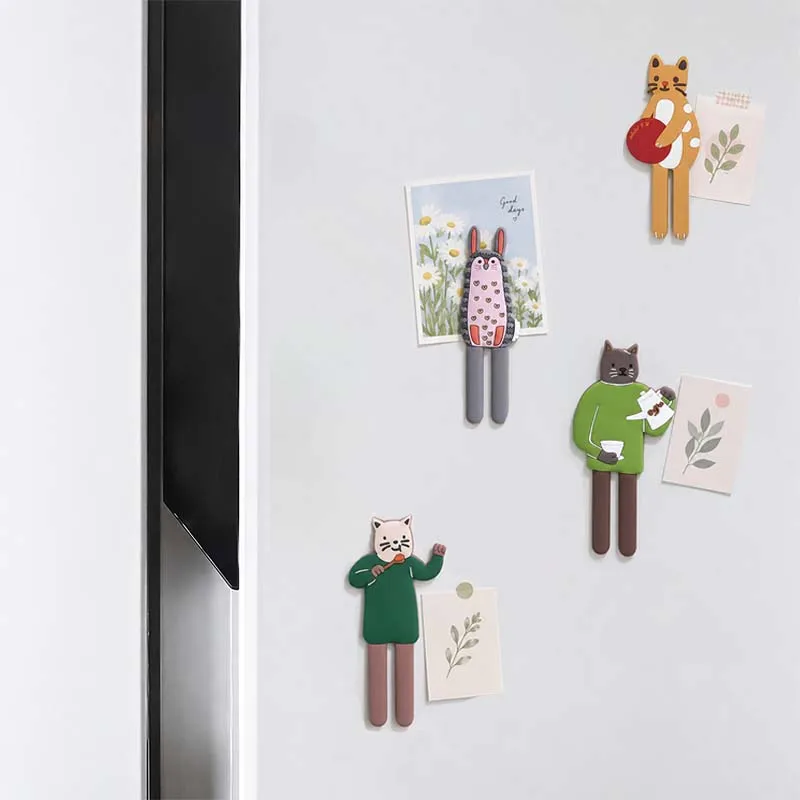 2 pieces, Cute Cartoon Animal Fridge Magnets Set Rabbit Cat Refrigerator Magnetic Stickers Home Kitchen Whiteboard Decor Gift