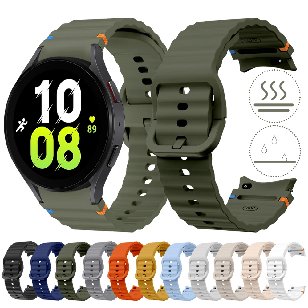 Pulseira para samsung galaxy watch 4 40/44mm, pulseira à prova d'água, fivela clássica, acessórios para galaxy watch fe 7 6 5 4