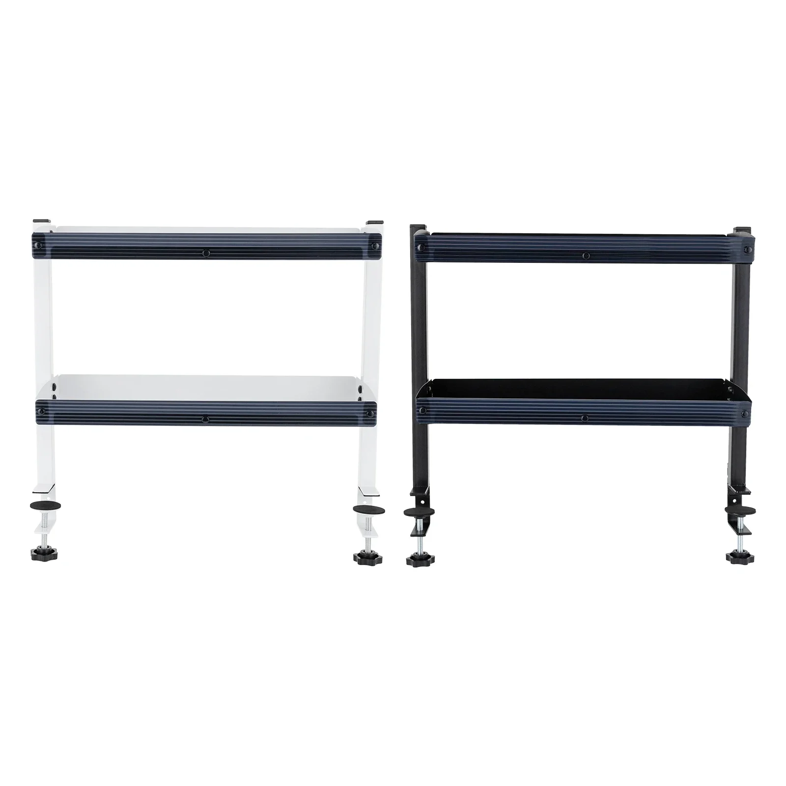 

2-Tier Clamp-on Desk Shelf Space-saving Holder Shelving with Adjustable Storage Tray Black/White