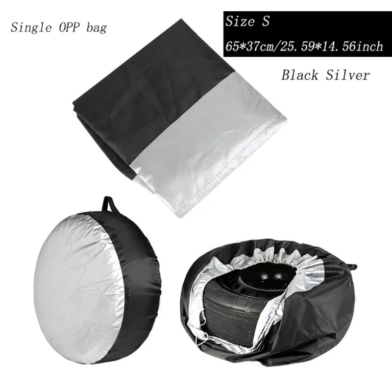 RV SUV Trailer 4PCS Car Tire Covers Set, Waterproof Spare Tire Storage Bags Dustproof Wheel Protectors