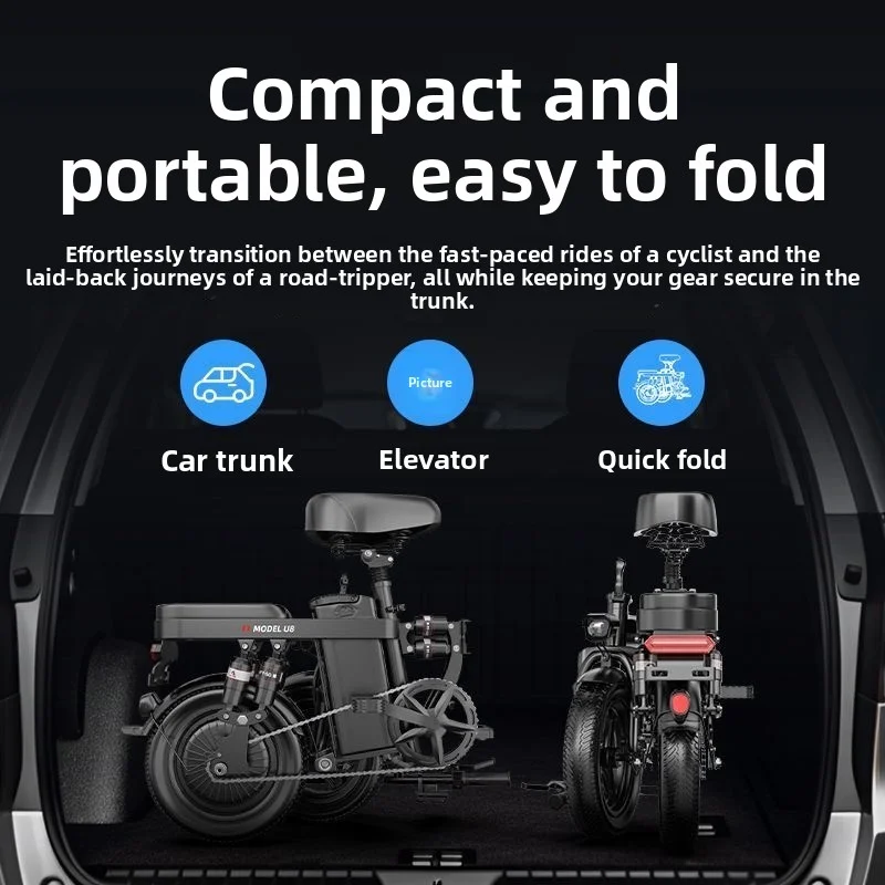 U7 Folding Electric Bicycle 48V 25Ah Battery  Electric Bike 400W Motor 14 Inch Puncture Proof Tires Adult Commuter E-Bike image 7