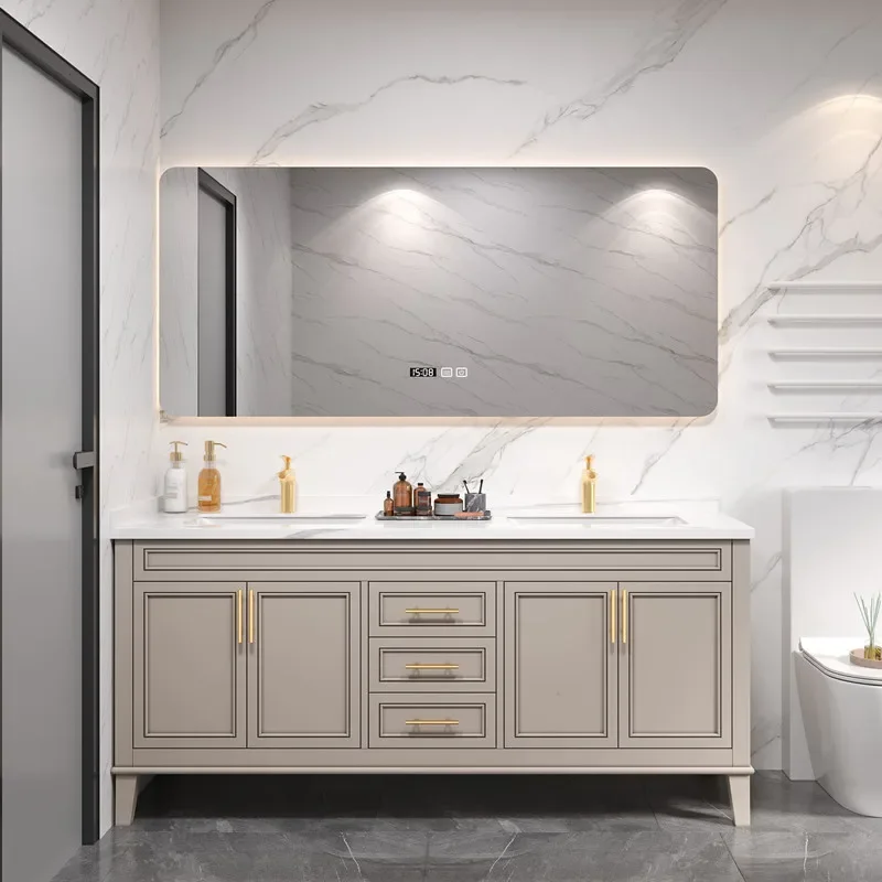 American luxury bathroom cabinet mirror cabinet combination slate solid wood bathroom cabinet bathroom washstand hand washing ba