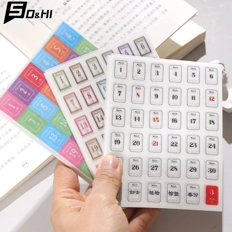 365 Days Sticker Payment Stick Account Notebook Sticker Full Year Calendar Sticker Index Tab Reminder Sticker Student Stationery
