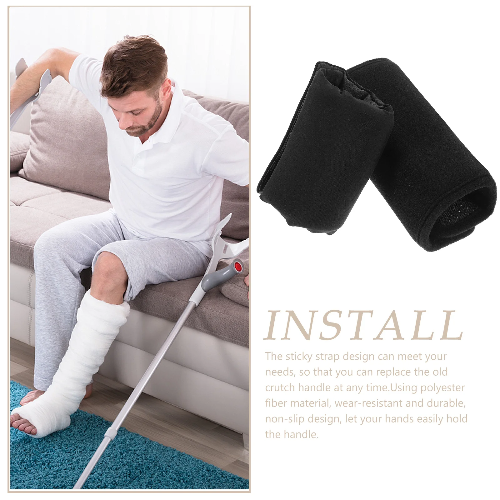 

4 шт., мягкие подушечки для костылей подмышек, износостойкие опорные подушки, подходят для большинства медицинских костылей, удобная подушка для костылей под мышками