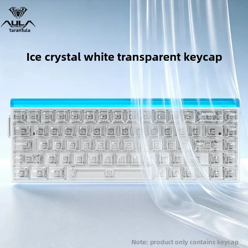 AULA Ice Crystal Transparent Keycap Set PC Original Height 116PCS Light Transmission Compatible with F87/F99/F75 Keyboard