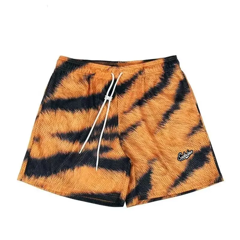 New Leopard Print Shorts Men Summer Sports Basketball Shorts Loose Casual Mesh Four Inch Shorts Comfortable Breathable Quick Dry