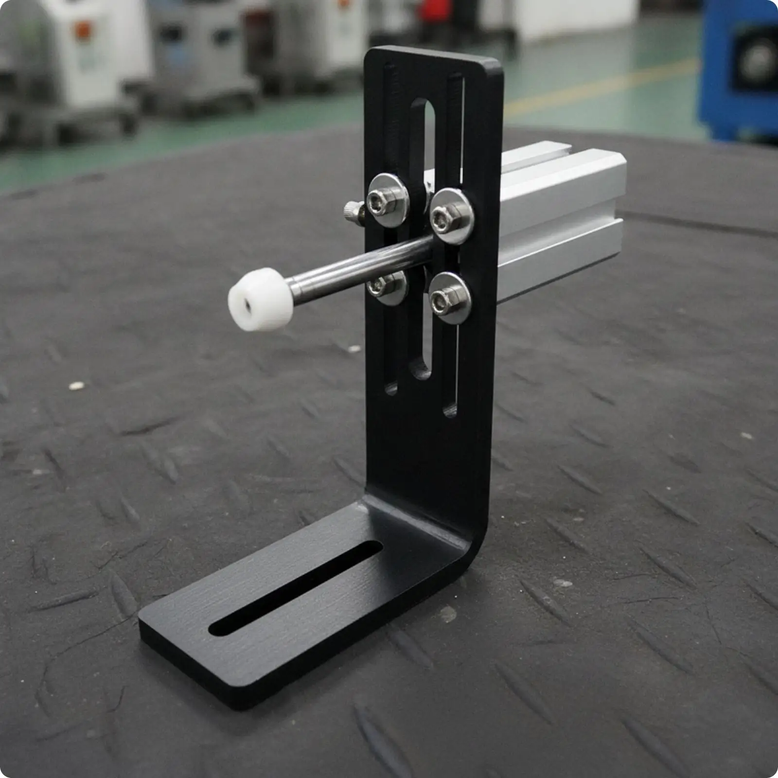 Pneumatic Push Pull Positioning Fixture for Pad Printing Machine with Rotatable White Knob Adjustment