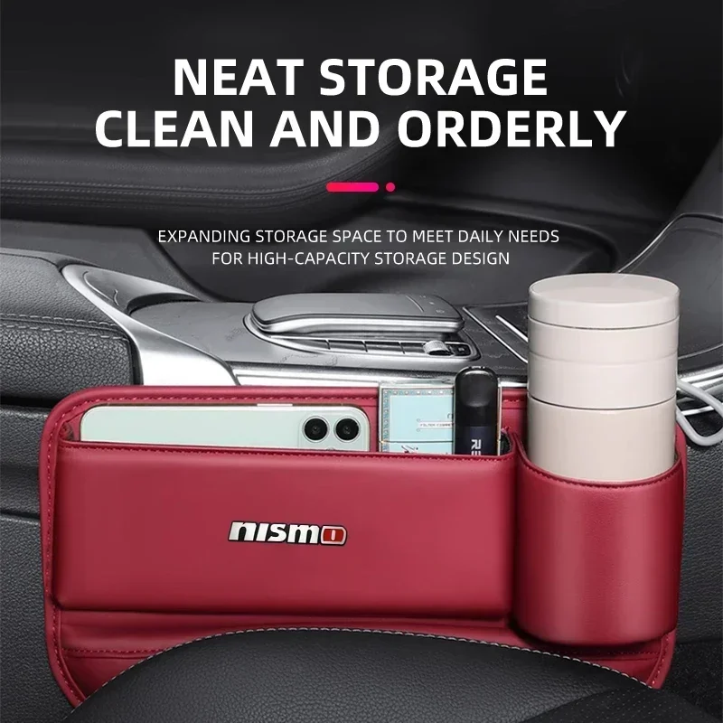 Car Seat Gap Organizer Storage Box Pocket For Nissan Nismo Logo Tiida Teana Qashqai Juke X trail Note Almera Skyline Styling