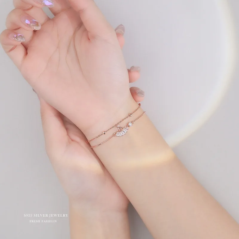 19cm Silver 925 Bracelet Fan Minimalist Classics Bracelet For Women 925 Silver Beans Bracelet Gift For Girls Layered Bracelet