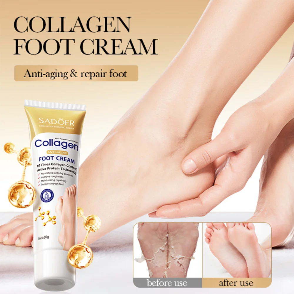 Collagen Foot Cream For Cracked Damaged Feet Dead Skin Remover Moisturizer Exfoliante Para Pies Pedicure Creme Pour Les Pieds