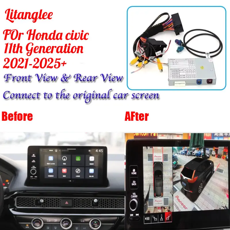 For Honda Civic 11th Generation 360 Rear Camera Module Interface Original Screen Display Upgrade Reverse Parking CAM Decoder