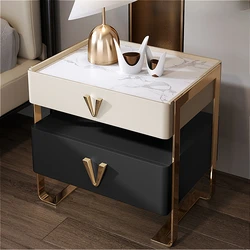 Nightstand Bedroom Furniture Light luxury Rock plateBedside Table household Wooden Side Bed Table mesita de noche Home Furniture