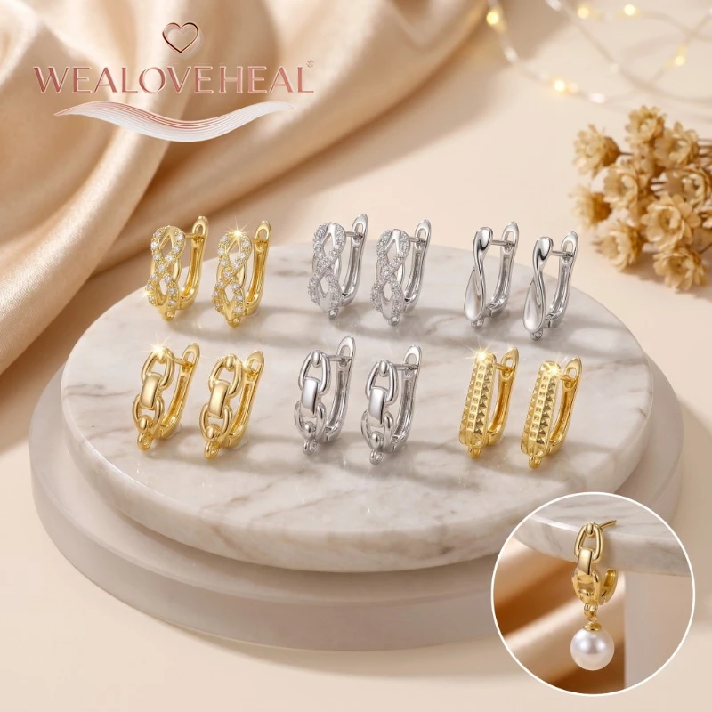 schmuckherstellung zubehör，6 verschiedene Leverback-Ohrringverschlüsse, 18K Gold/Rhodium plattiertes Messing, mit Zirkonia besetzt, Infinity-Ohrringhaken für DIY-Schmuckherstellung – Detail 16