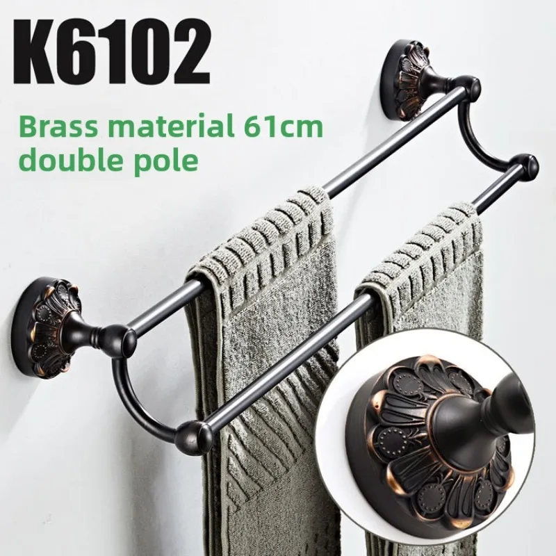 New Black Bronze Brass Double Bar Towel Rack Bathroom Hardware Towel Bars Factory Wholesale