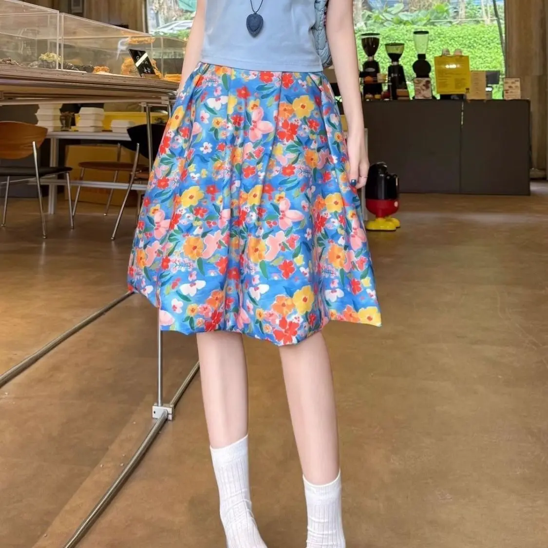 

Korean gentle wind floral skirt women's summer new high waist and thin holiday style trend casual medium and long dress