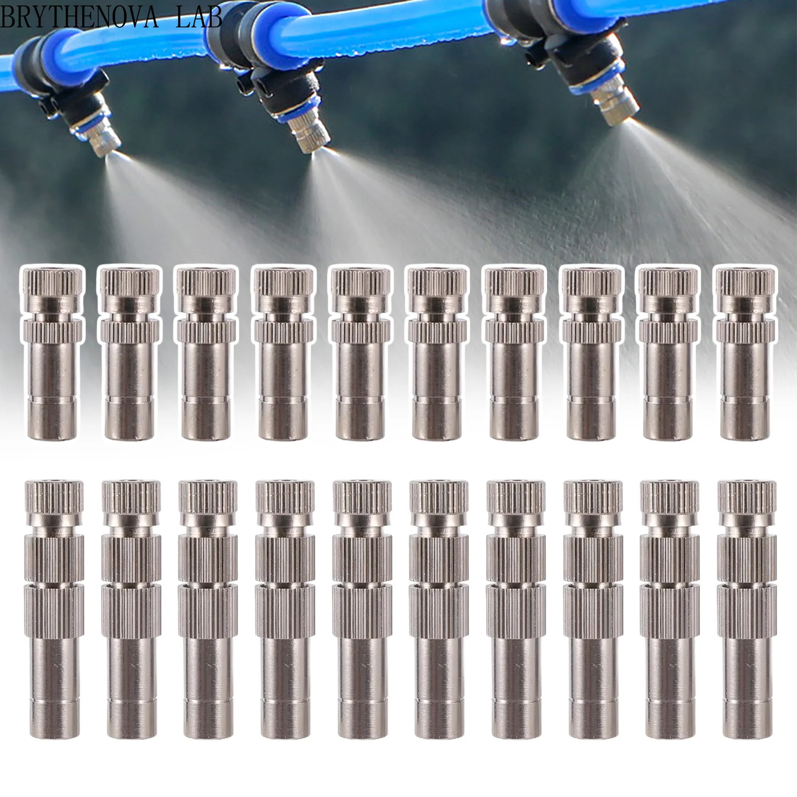 50Pcs Sprayer Nozzle 8mm 0.2~0.6mm Misting Fog Machine Cooling Dust Landscape Removal Disinfection Humidify Water Nebulizer