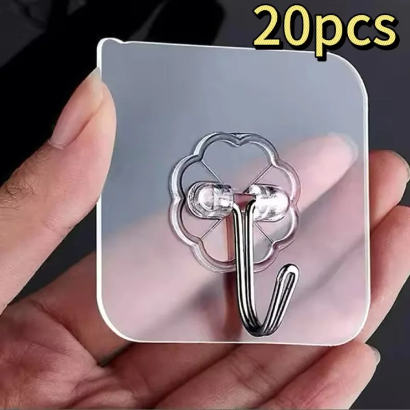 Selbstklebende selbstklebende Wandhaken, robust, transparent, nahtlos, Haken, Schlüssel, Badezimmer, Dusche, Outdoor, Küche, Tür, Zuhause