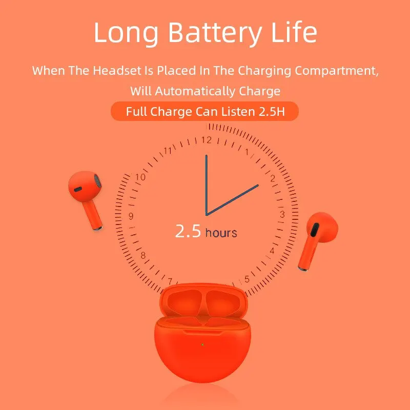 Air Pro 6 TWS Wireless Headphones with Mic Fone Bluetooth Earphones Sport Earbuds Pro6 J6 Headset for Apple iPhone Xiaomi Huawei image 6