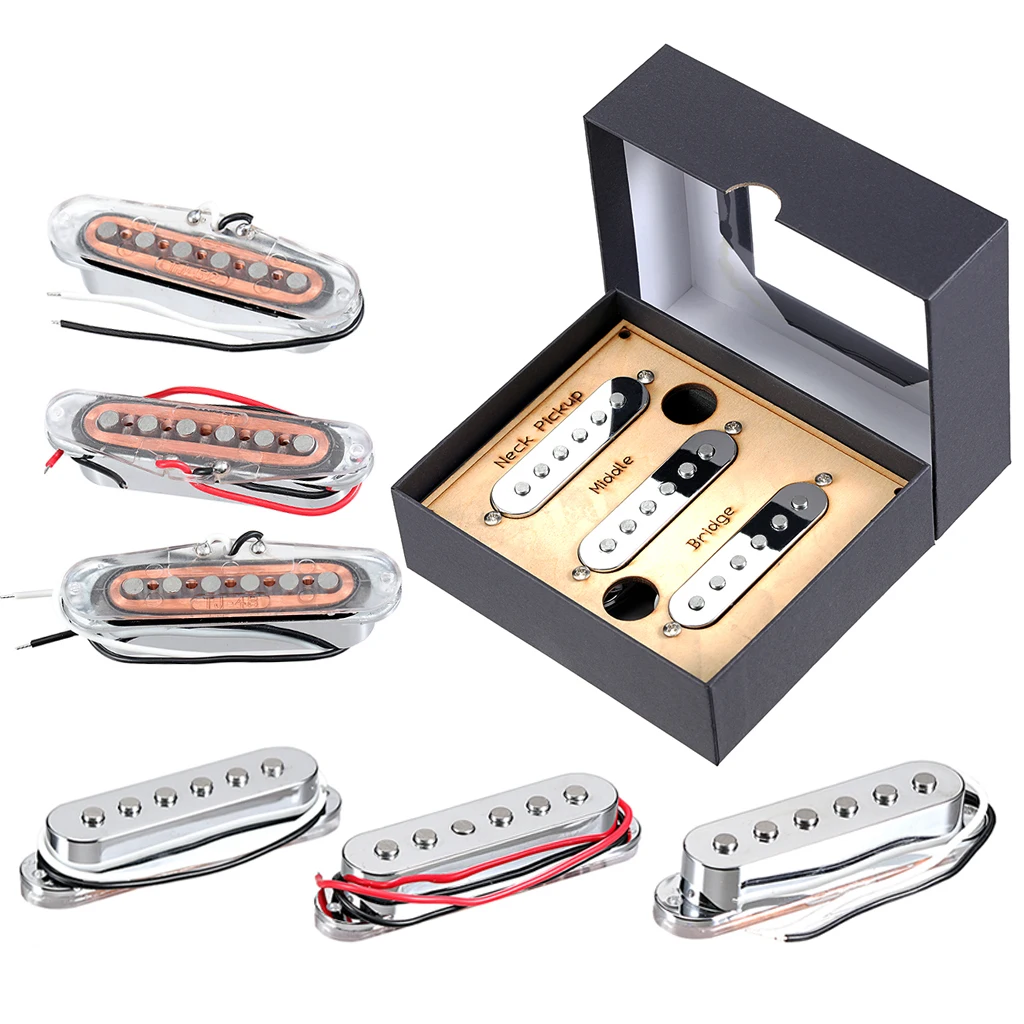 

3-Piece Alnico 5 Neck/Middle/Bridge Pickups Vintage Tone Silver Single Coil Pickup Set for Strat Electric Guitar Parts