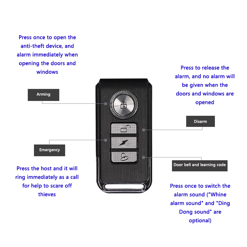 

Remote Door Window Magnetic Alarm Guard Against Theft Anti Lost Wireless Vibration Detector for Home/Hotel/Shop/School Safety