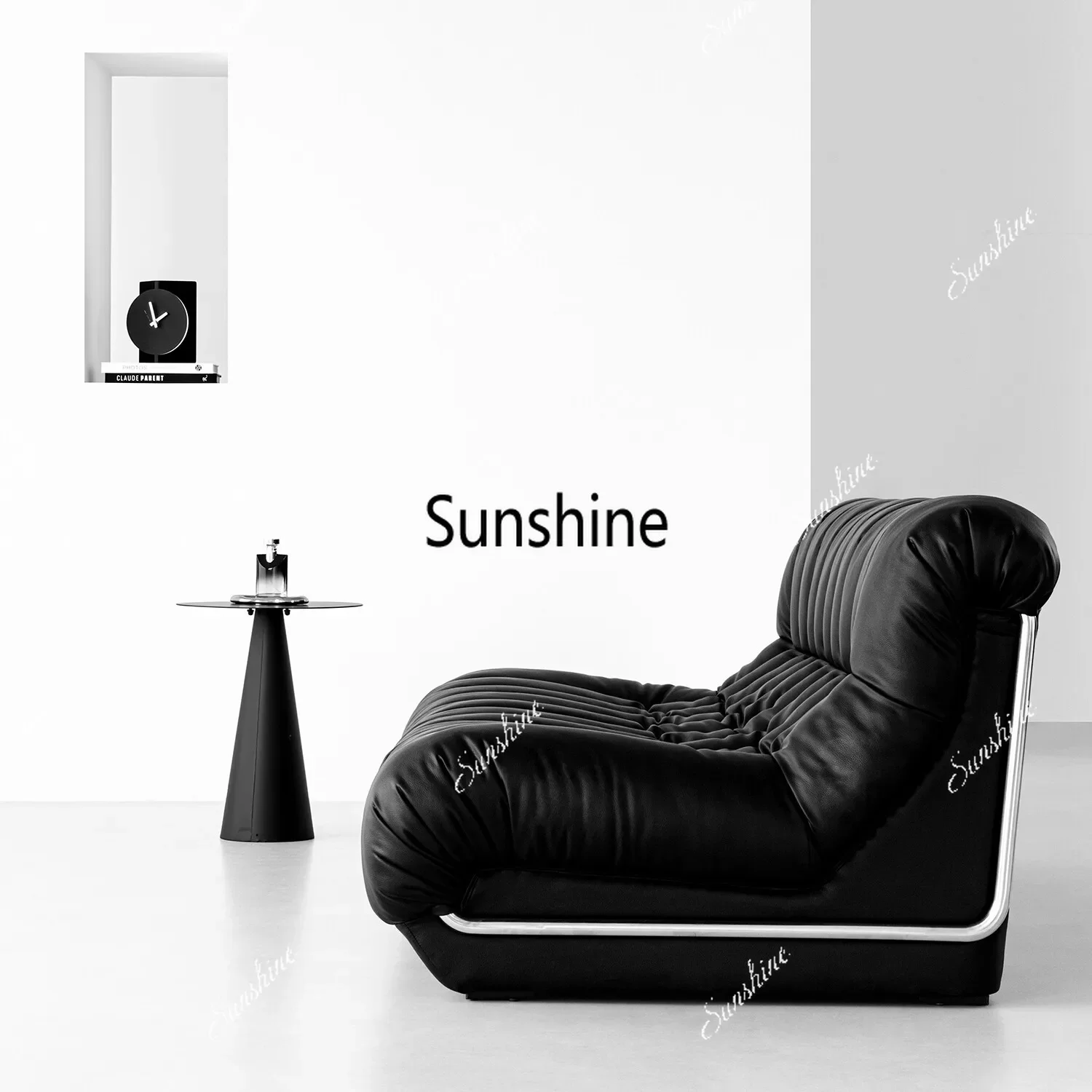 Black medieval piano key sofa, stainless steel, lazy floor three living room