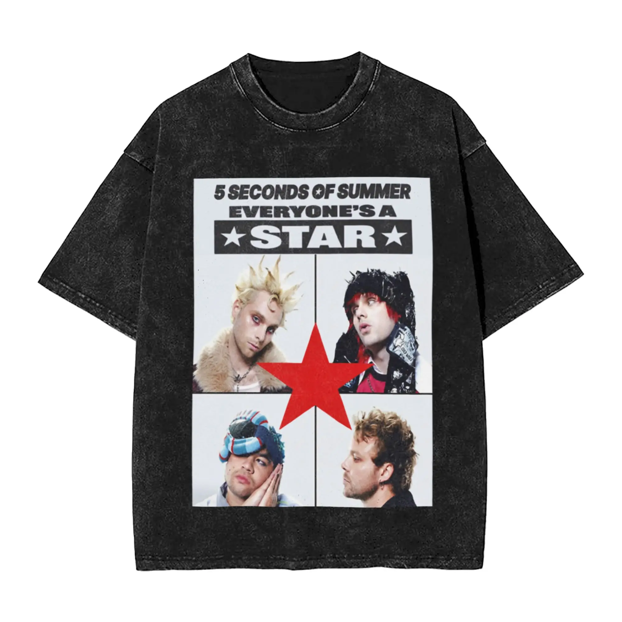 everyone s a star! print Classic Stylish A Washed T Shirt Men's Women's Oversized Cotton Tees Tops