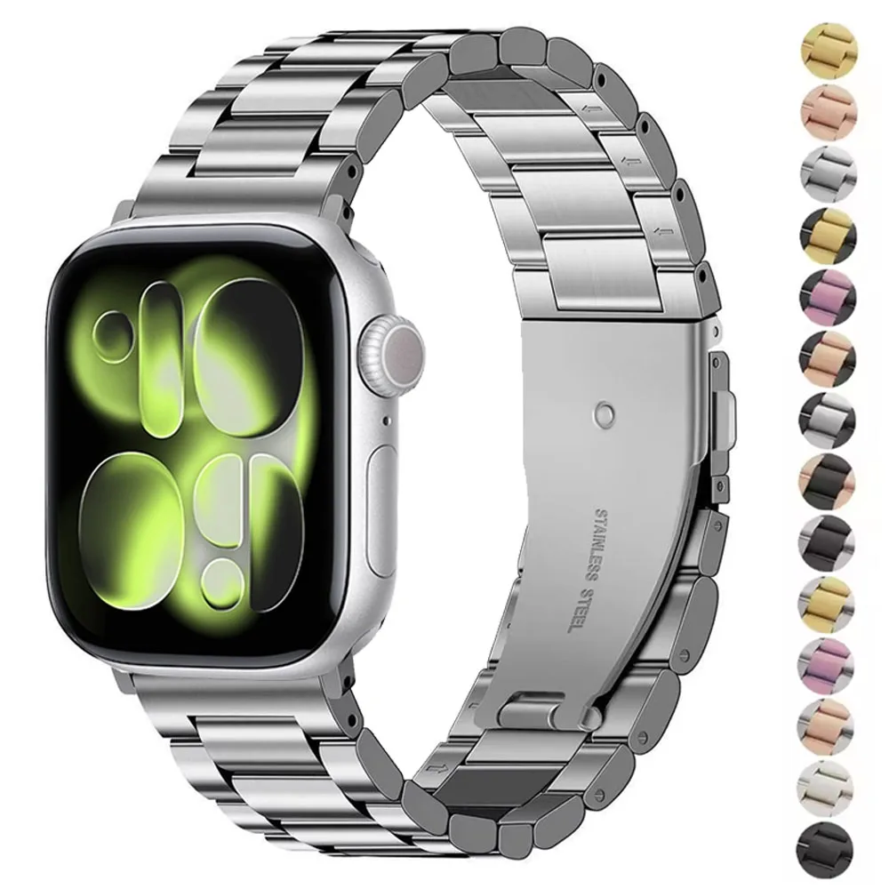Metal Strap For Apple Watch Band Ultra 3 49mm 45mm 41mm SE3 44mm 40mm 42mm 46mm Stainless Steel Bracelet iWatch 11 10 9 8 7 6 5