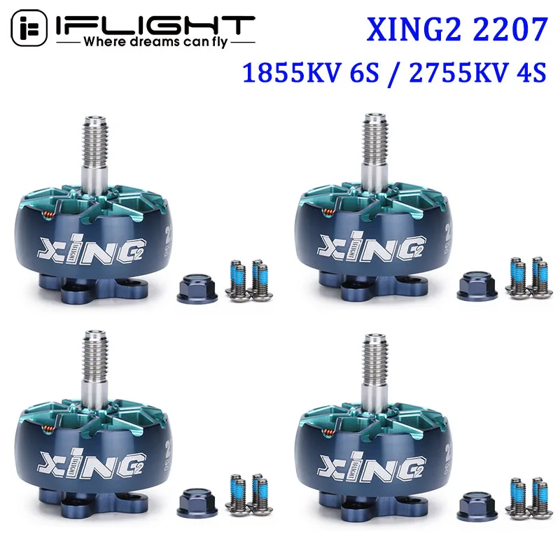 

4 шт. моторов iFlight XING2 2207 2755KV 4S / 1855KV 6S FPV Unibell с 5-мм валом из титанового сплава для FPV-дронов