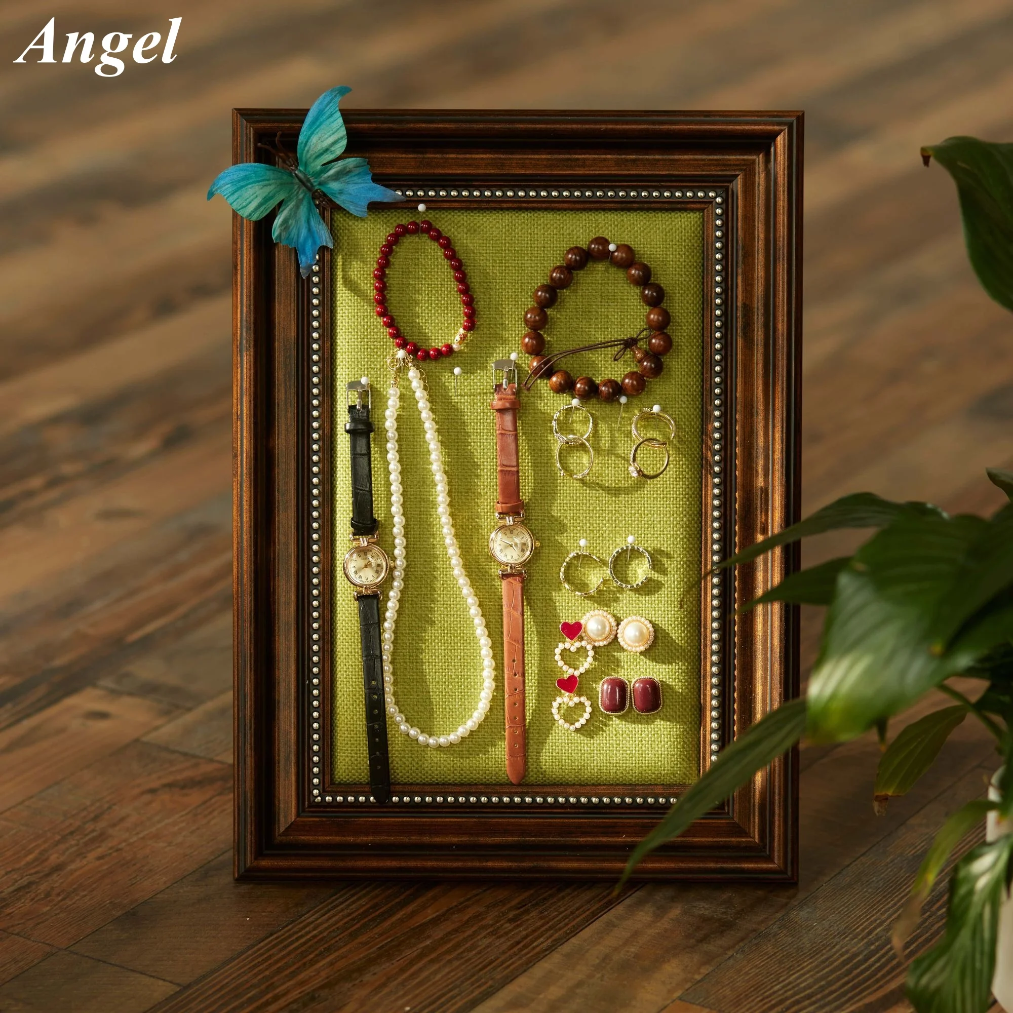 

Винтажная рамка для демонстрации ювелирных изделий с золотыми точками, держатель для серег и ожерелья во французском стиле, настенный органайзер для хранения