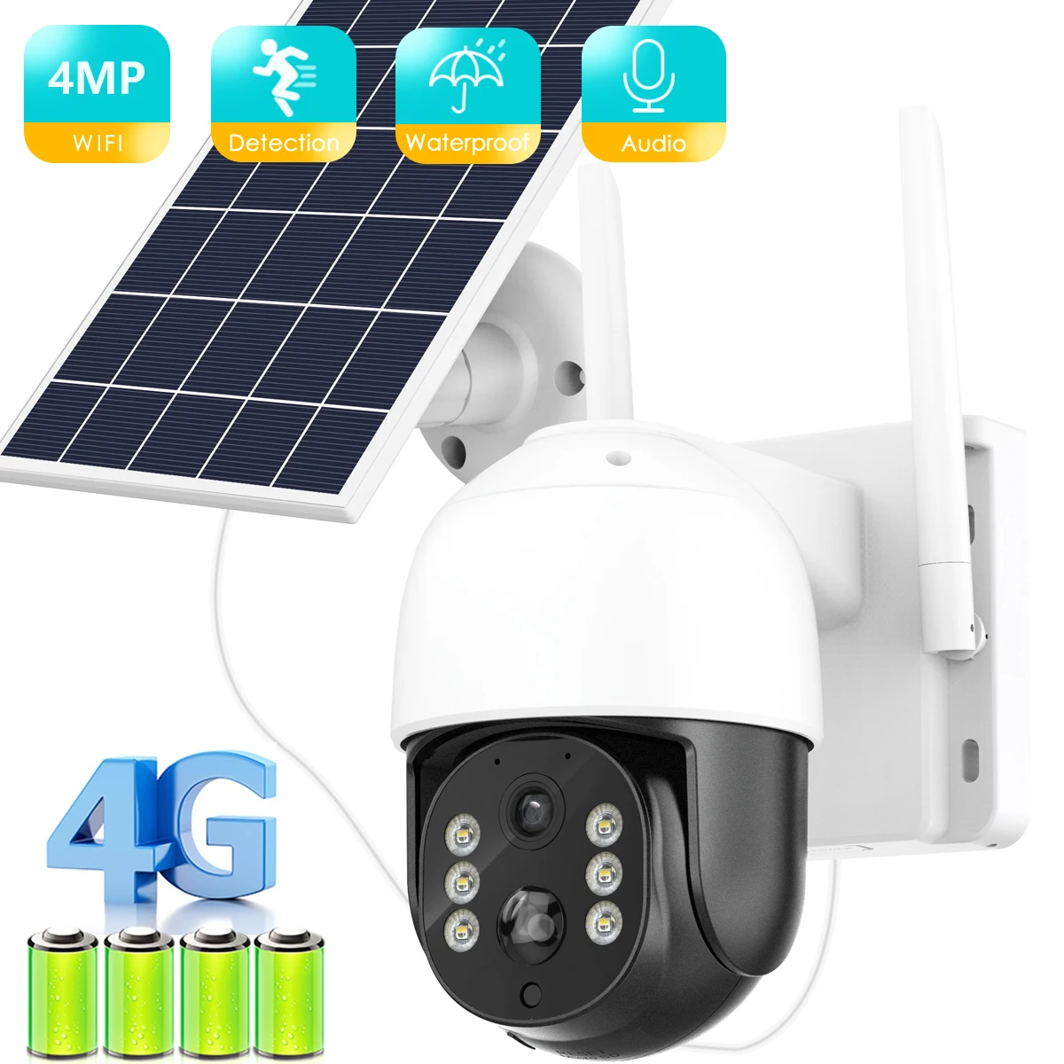 BESDER 4G SIM Card 4MP IP Camera WIFI Outdoor 7.6W Solar Panel 10800mAh Battery Security Camera PTZ CCTV Smart Security Monitor