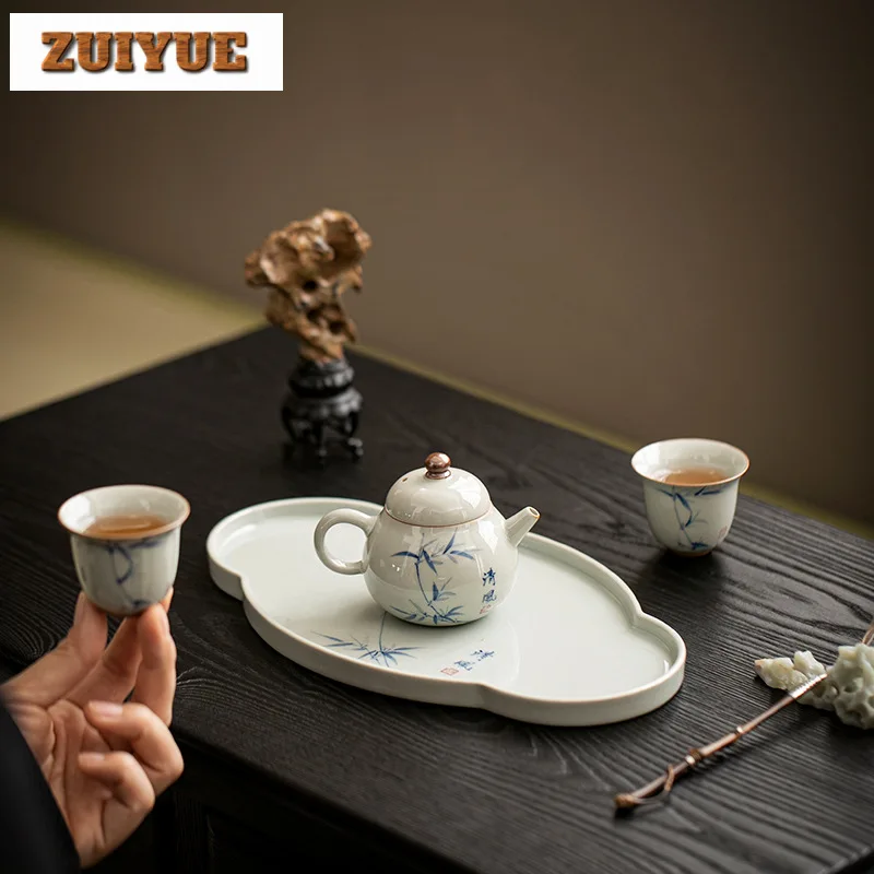 Hand Painted Landscape Ceramic Tea Set Complete Set Dry Brewing Table Tea Ceremony Set 1 Pot 2 Cup Set Teaware Accessories Gift